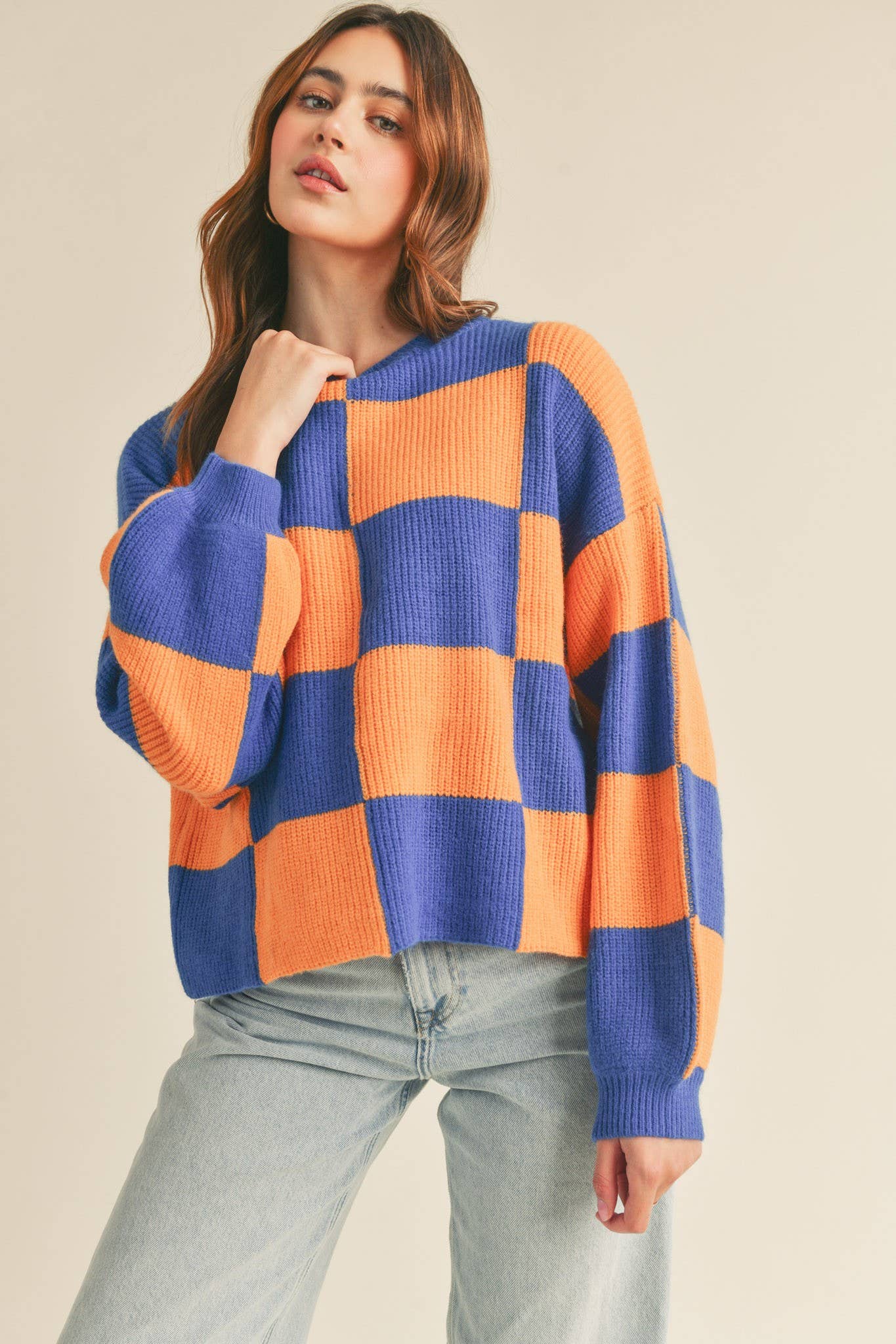 Pink & Yellow Checker Sweater