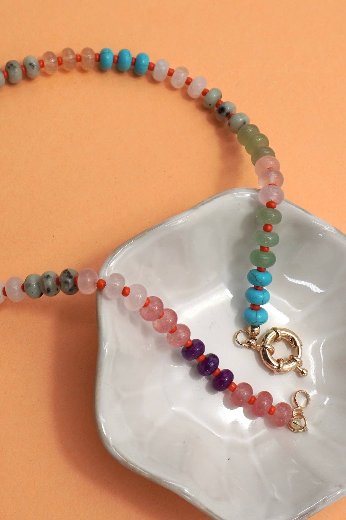 Natural Stone Multi Bead Necklace