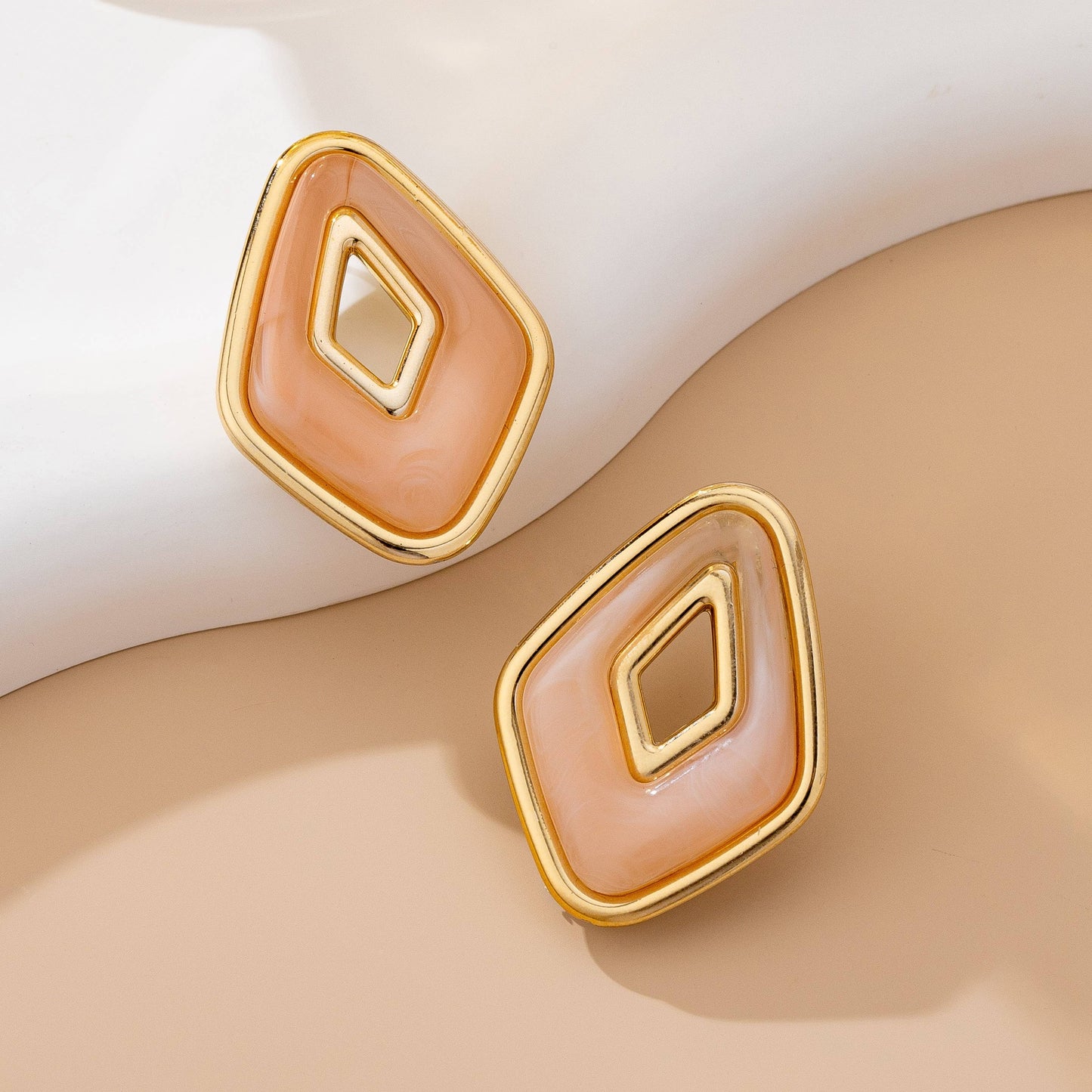Enamel Pink Cutout Earrings