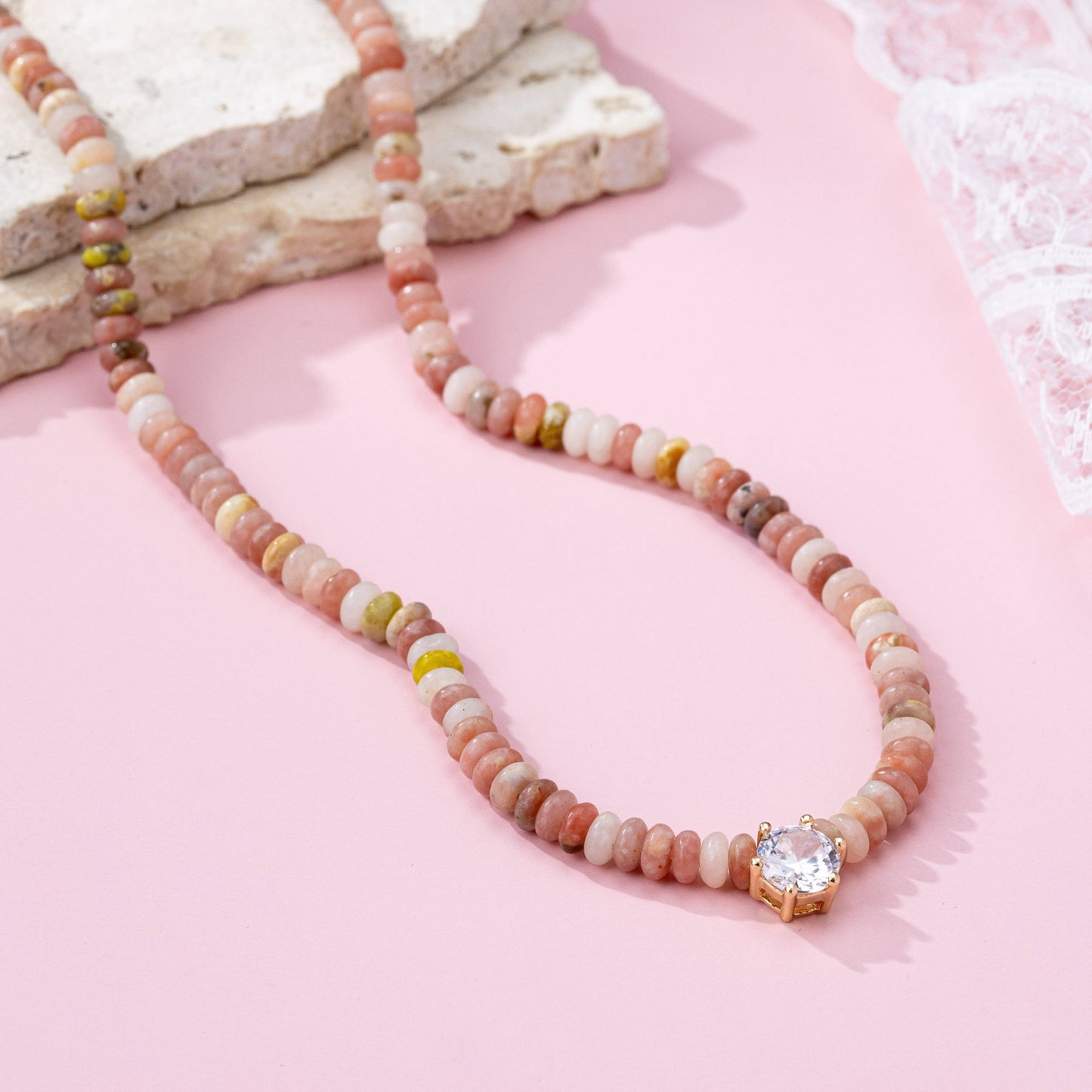 Natural Stone Beaded Necklace