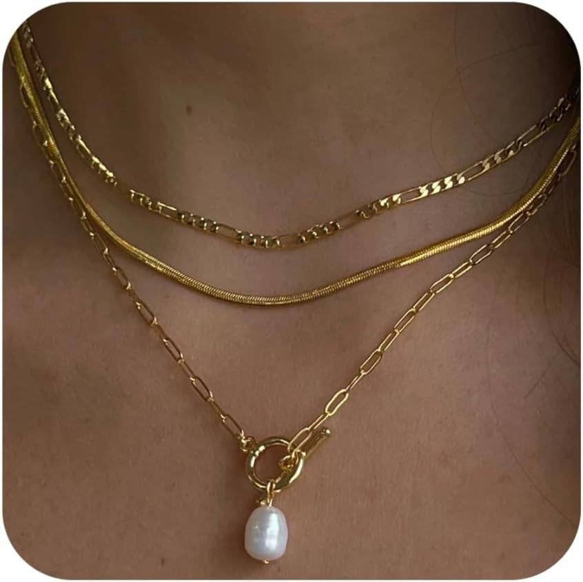 Layered Pearl Lock Necklace