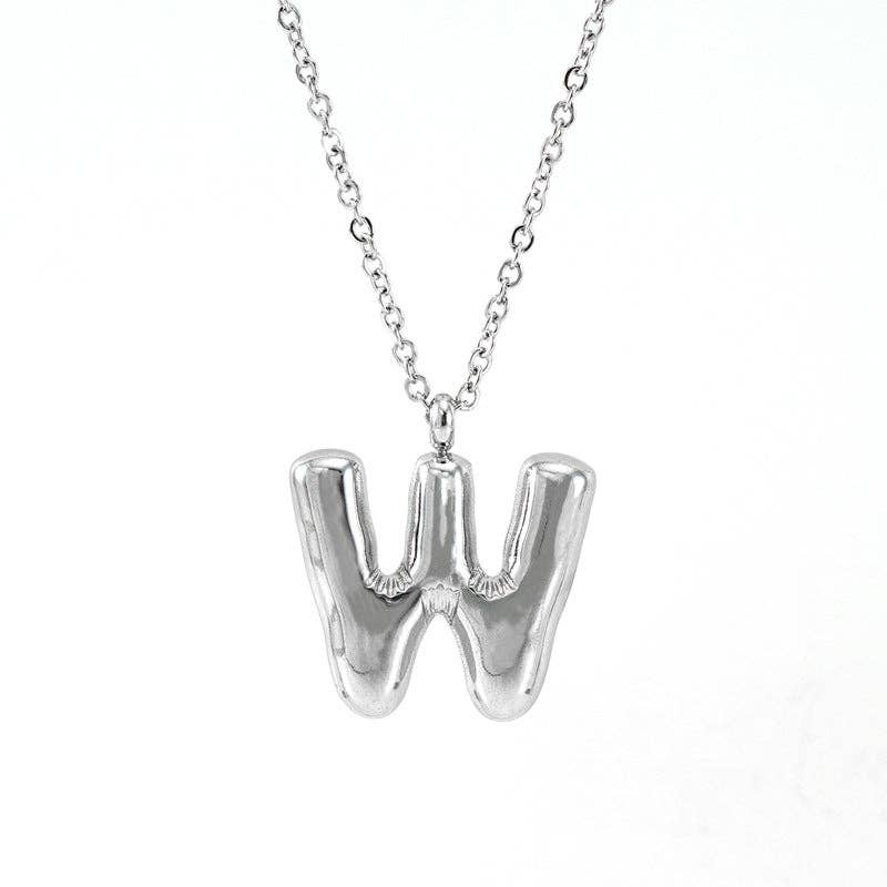 Silver Bubble Initial Necklace