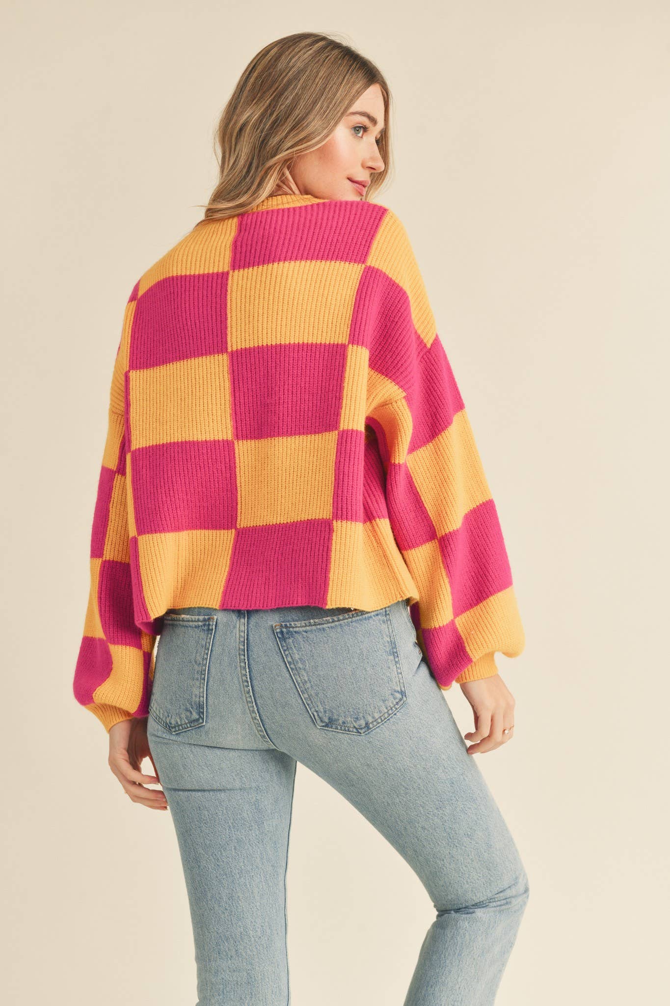Pink & Yellow Checker Sweater
