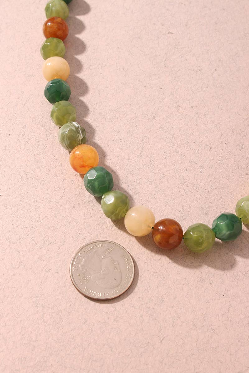 Multi Color Faceted Beaded Necklace