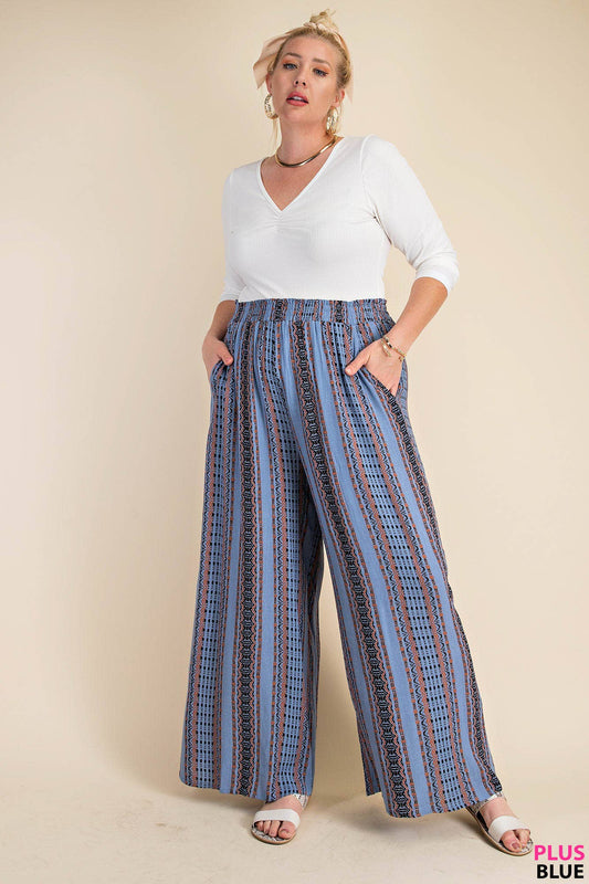 Abstract Print Wide Leg Pants