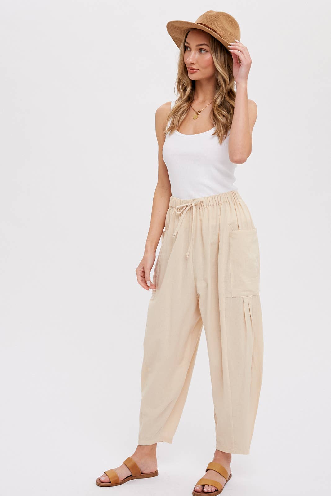 Linen Blend Wide Leg Pants