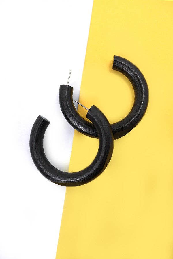 COLORFUL WOOD HOOP EARRINGS | 31E23585