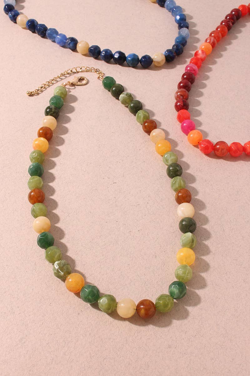 Multi Color Faceted Beaded Necklace