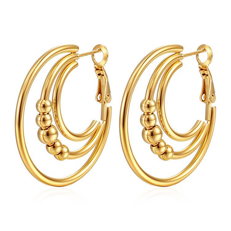 18K SS Trio Hoop Earrings