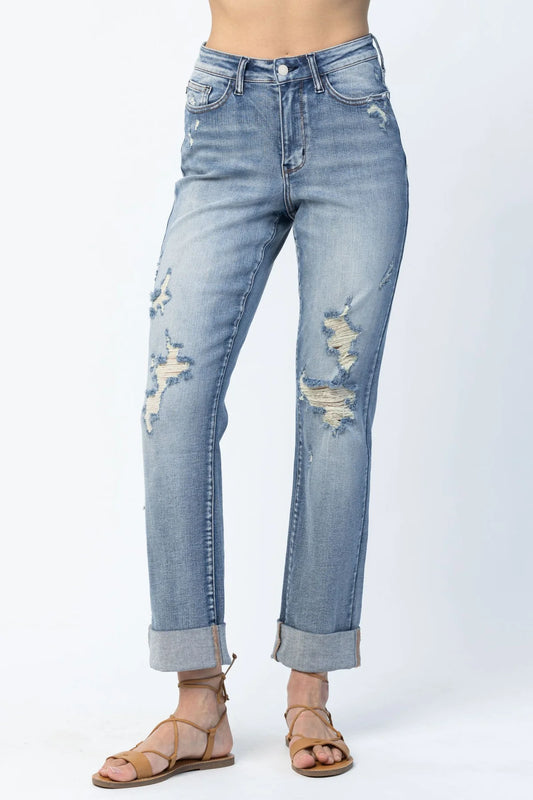 Judy Blue High Waist Fray Boyfriend Jean