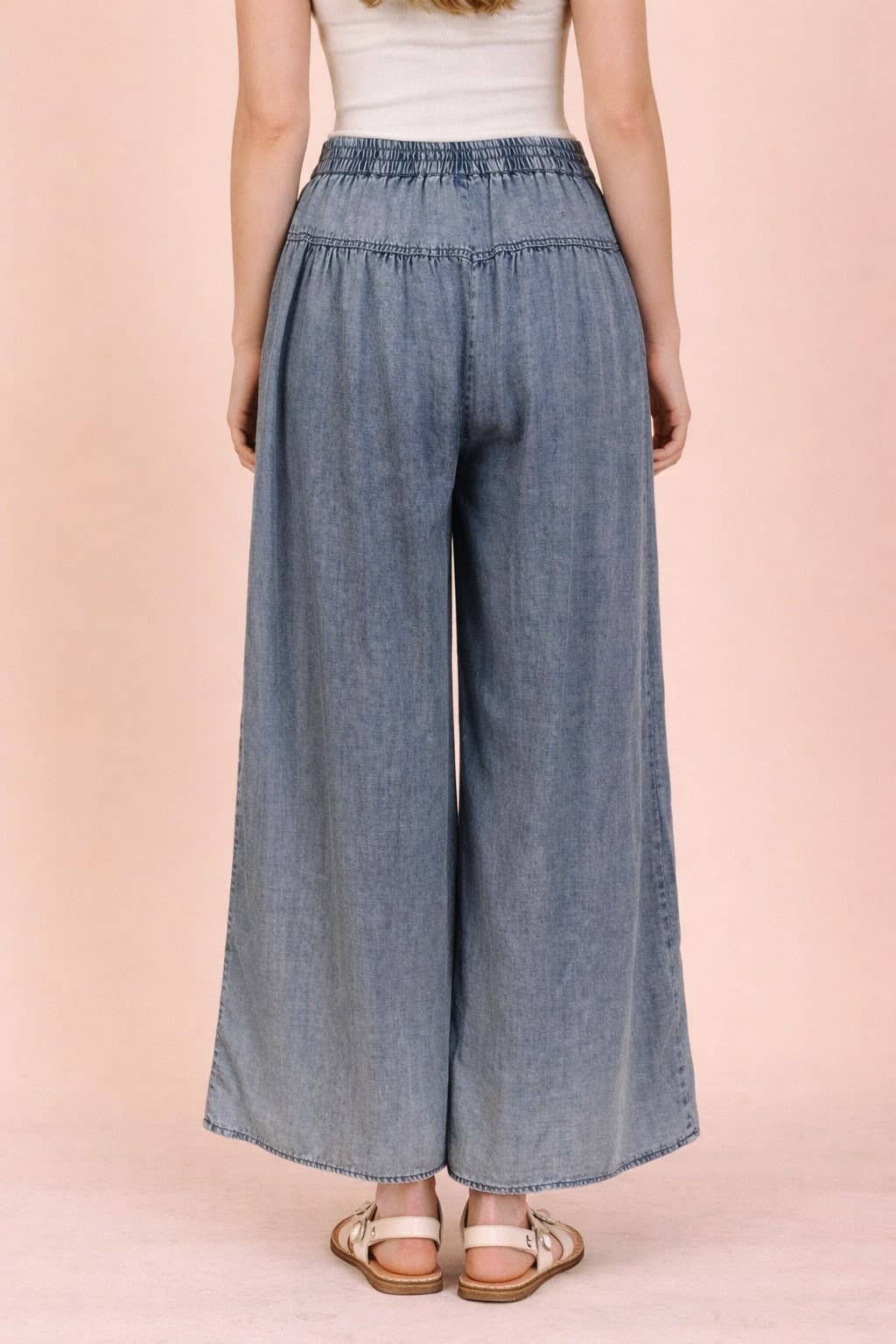 Mineral Washed Chambray Wide Pants