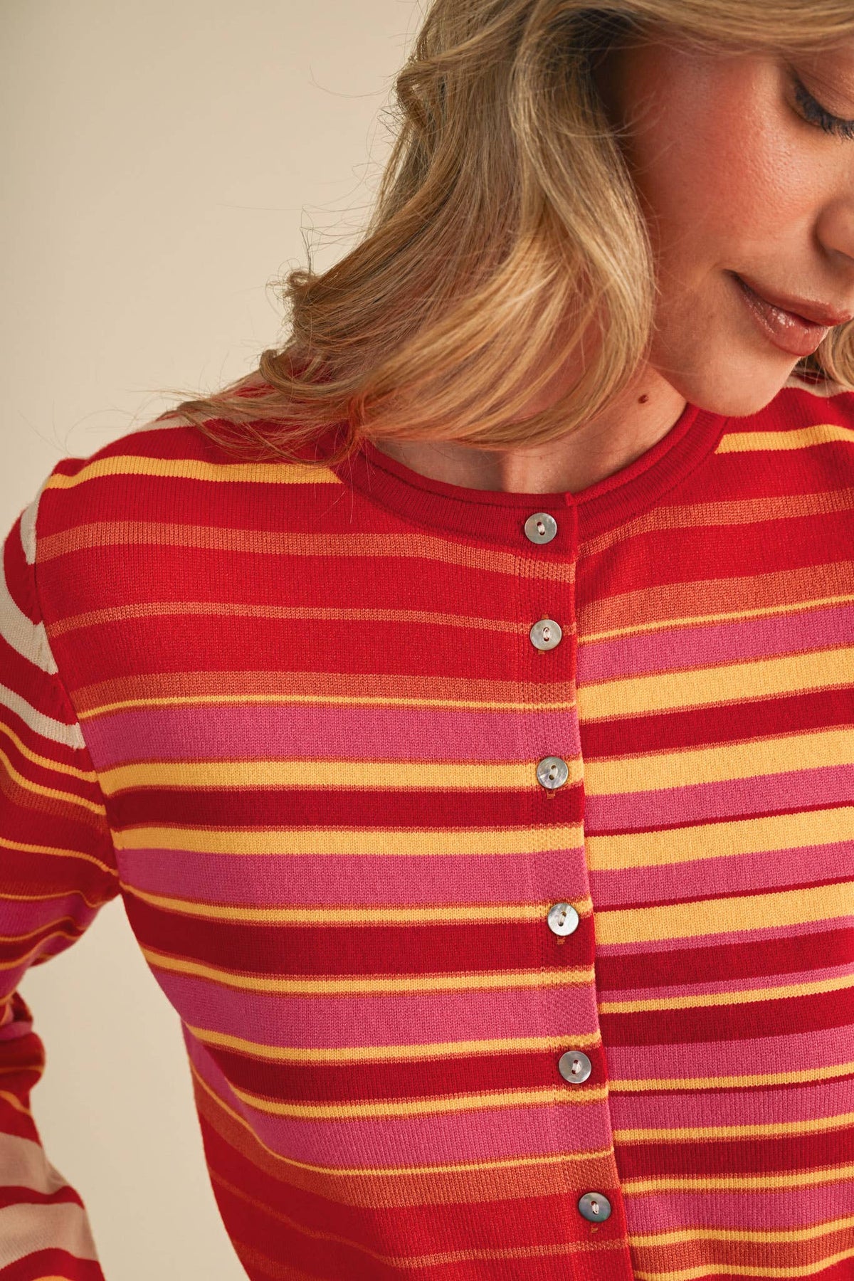 Multi Color Striped Sweater Cardigan