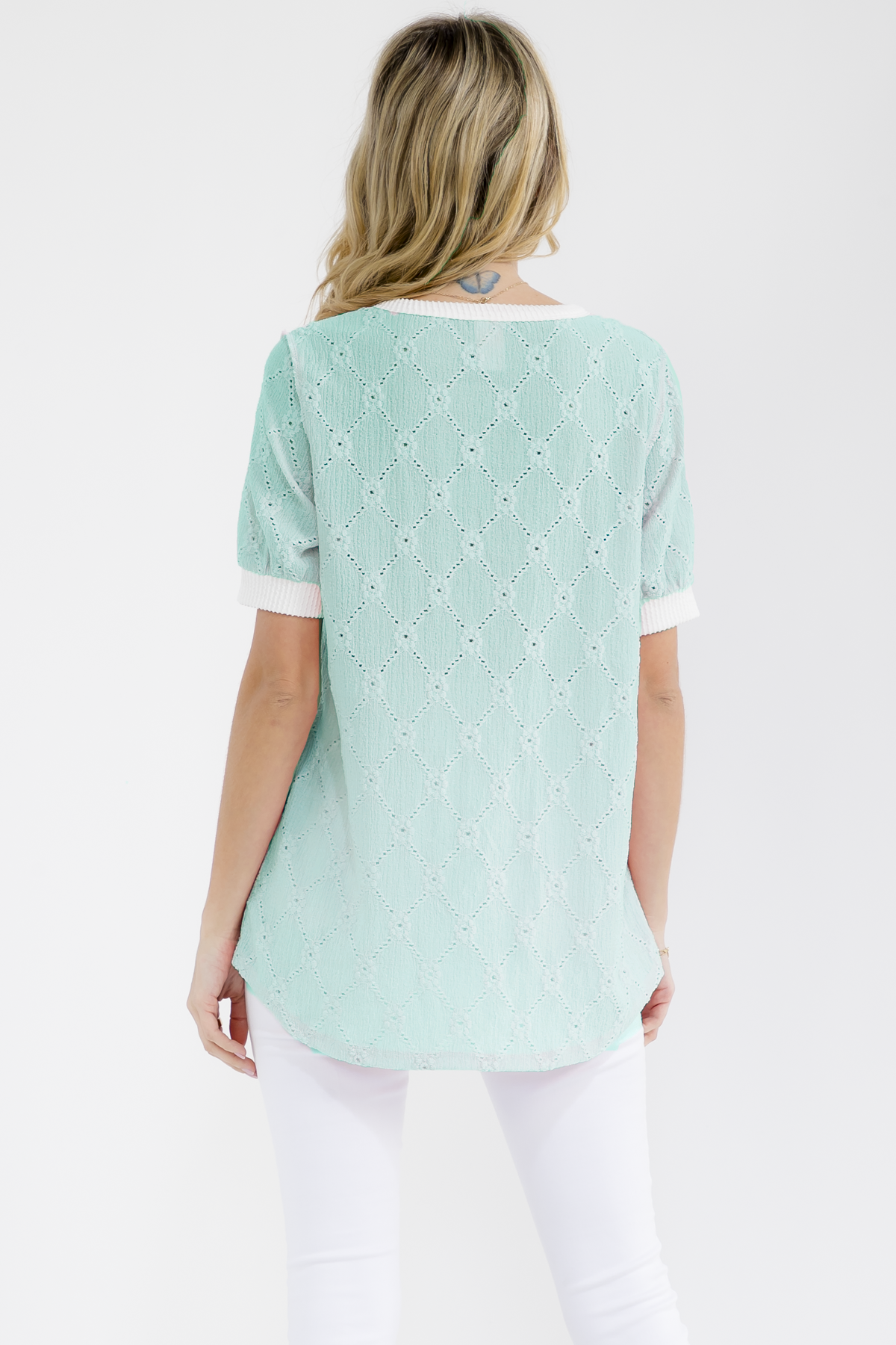 Eyelet Button Up Top