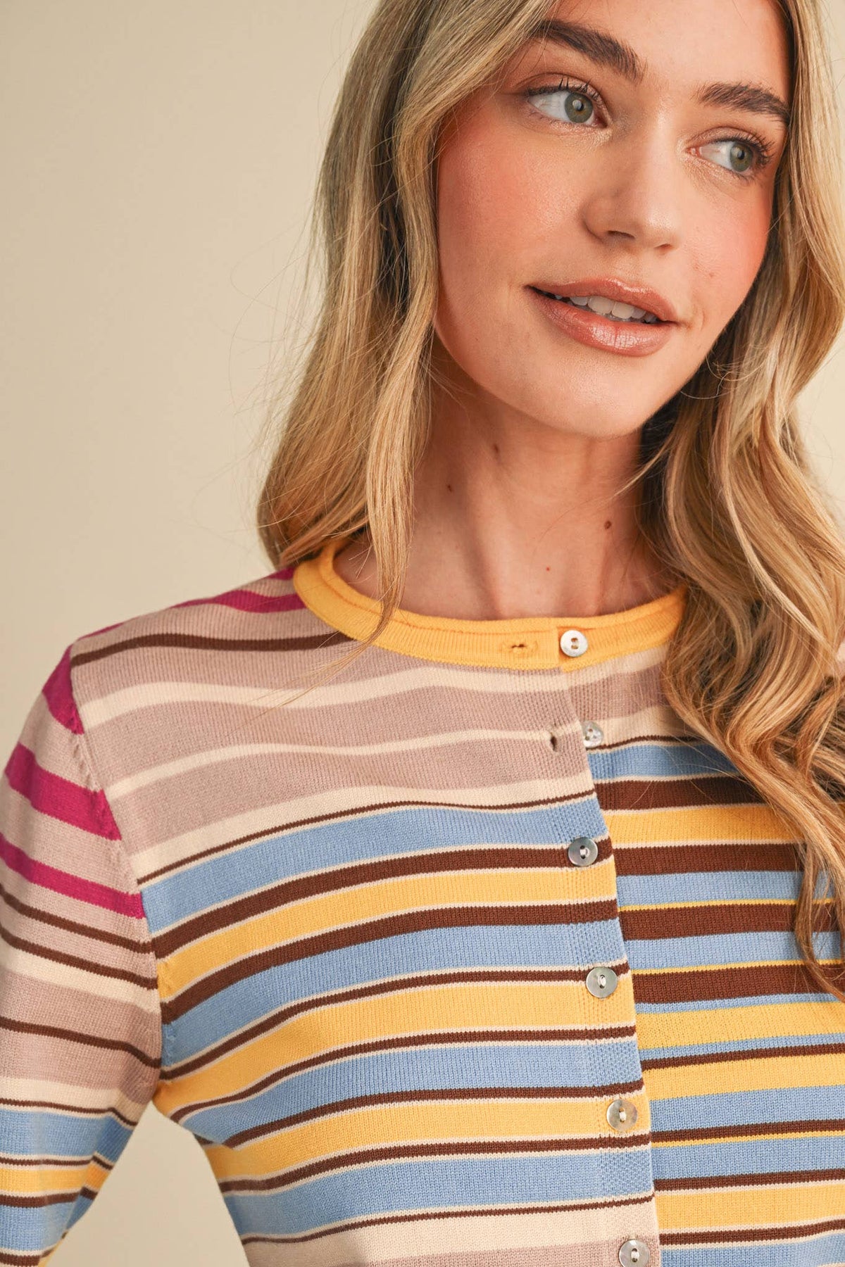 Multi Color Striped Sweater Cardigan