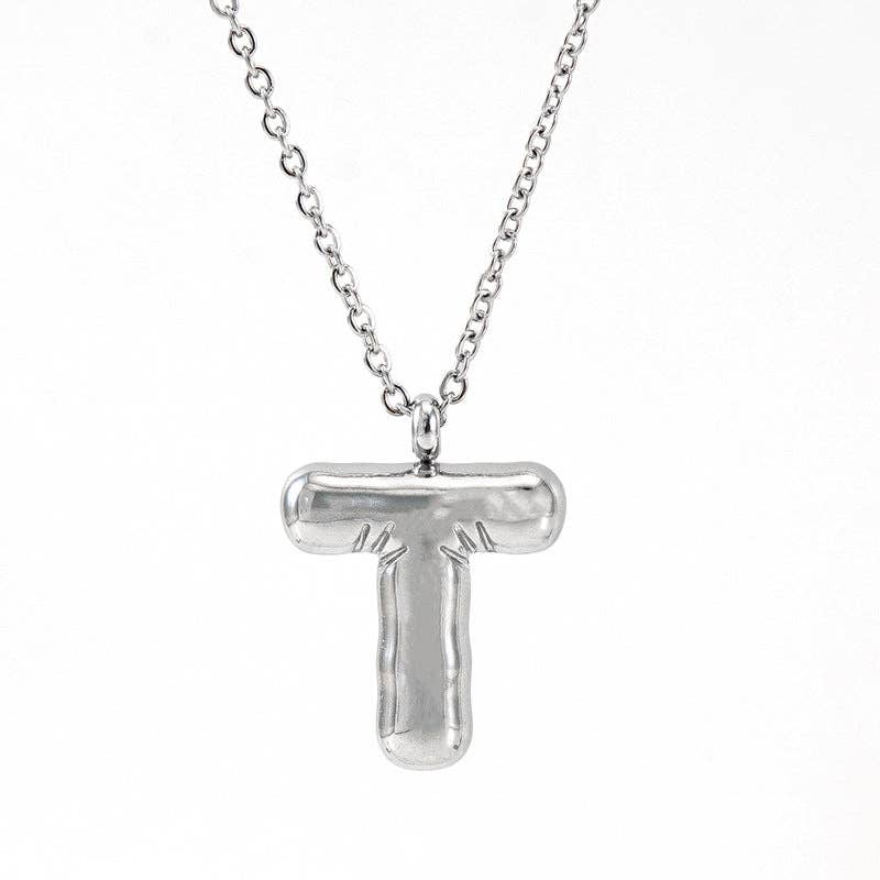 Silver Bubble Initial Necklace