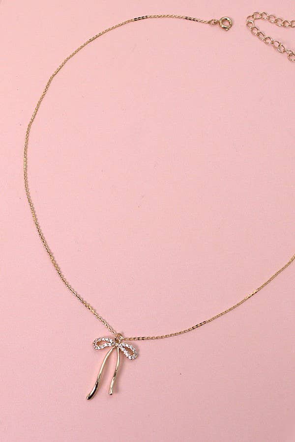 Rhinestone Bow Necklace