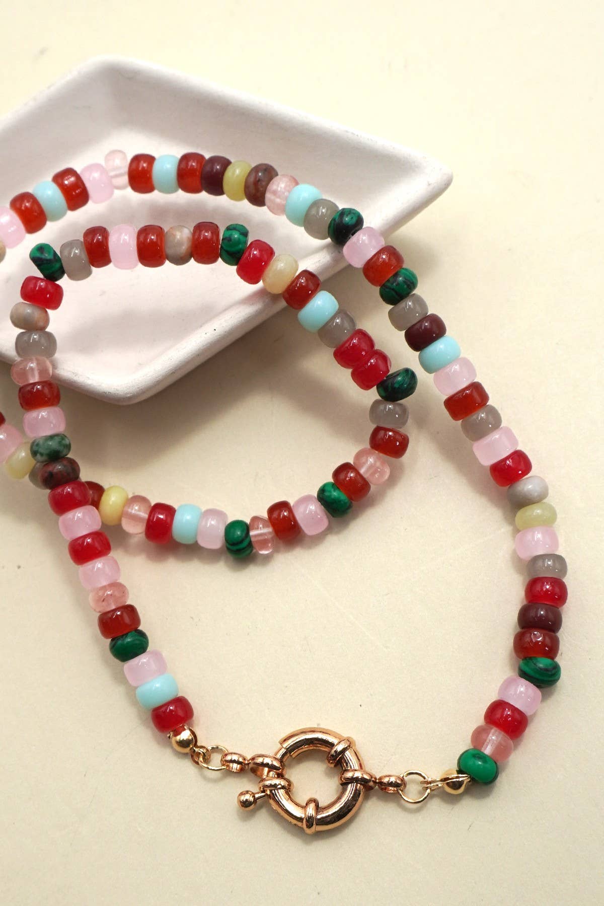 Natural Stone Multi Bead Necklace