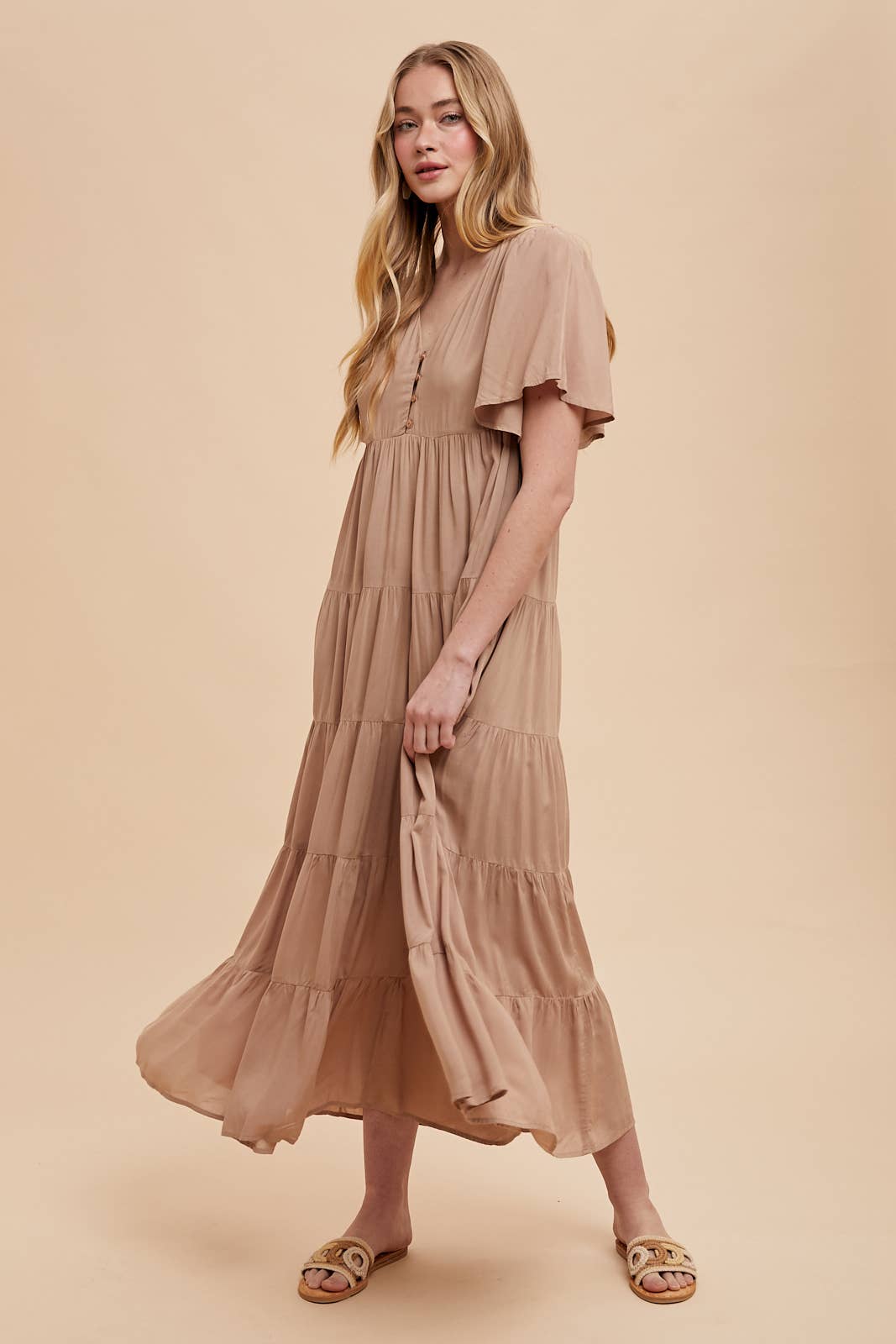 Apricot Flowy Maxi Dress