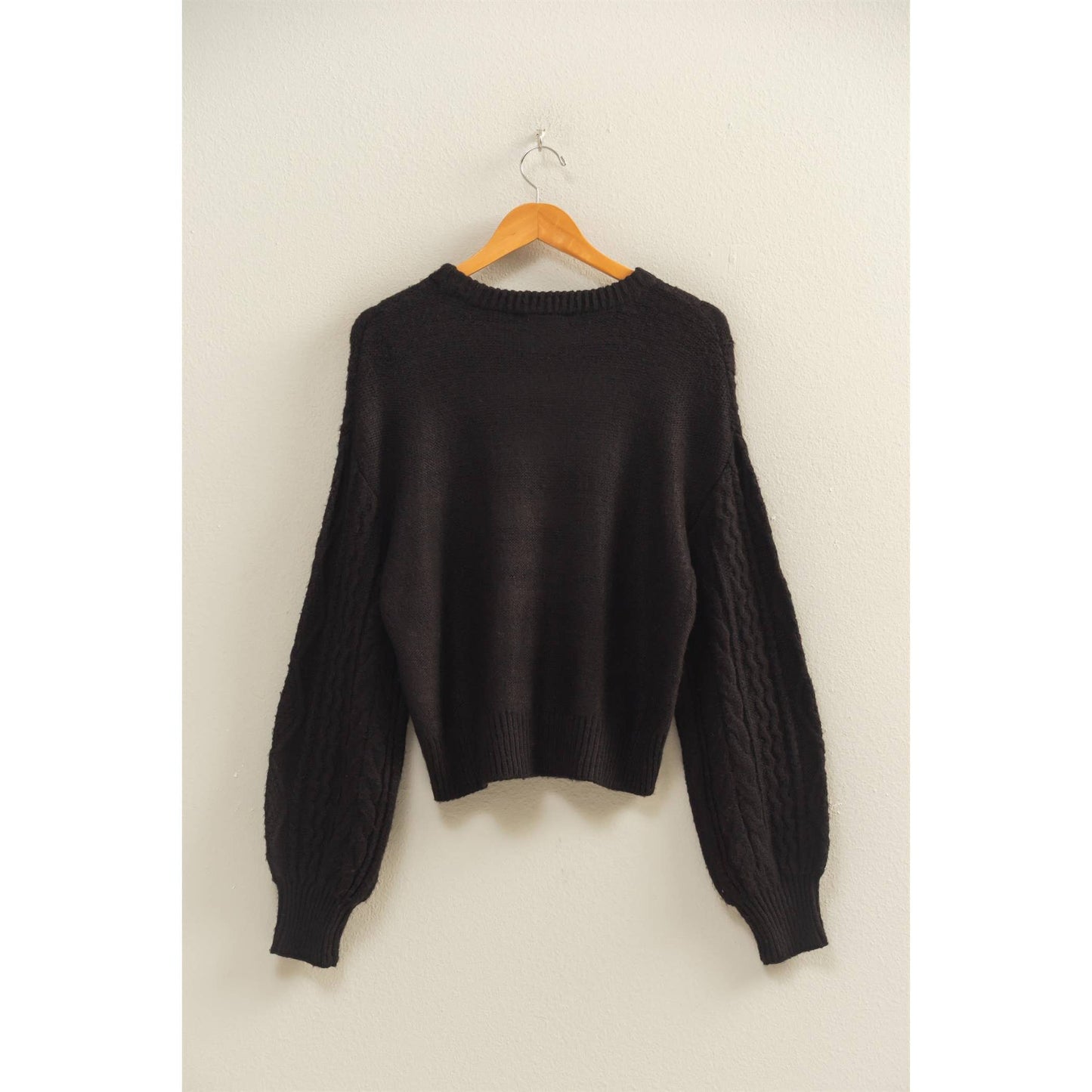 Cable Knit Balloon Sleeve Sweater