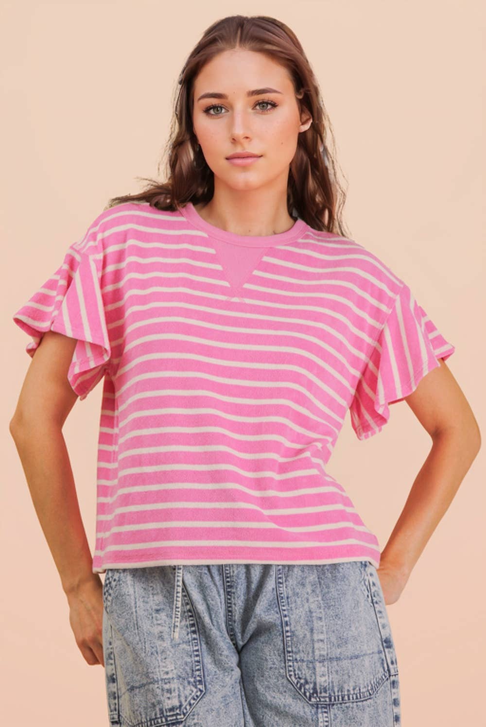 Sophia Ruffle Stripe Knit Top