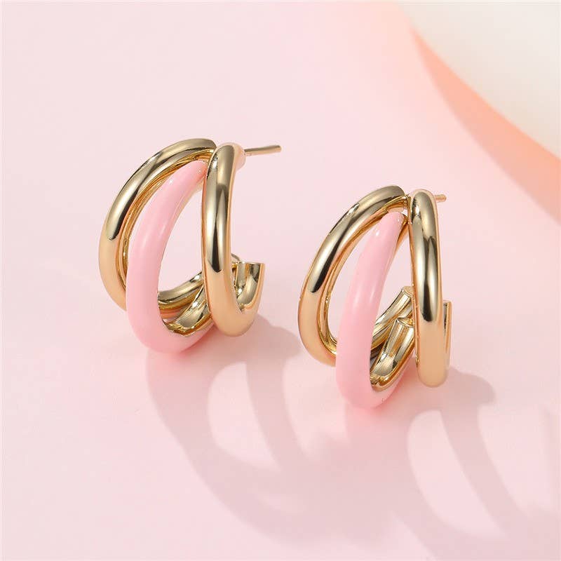 18K Waterproof Pink Hoops
