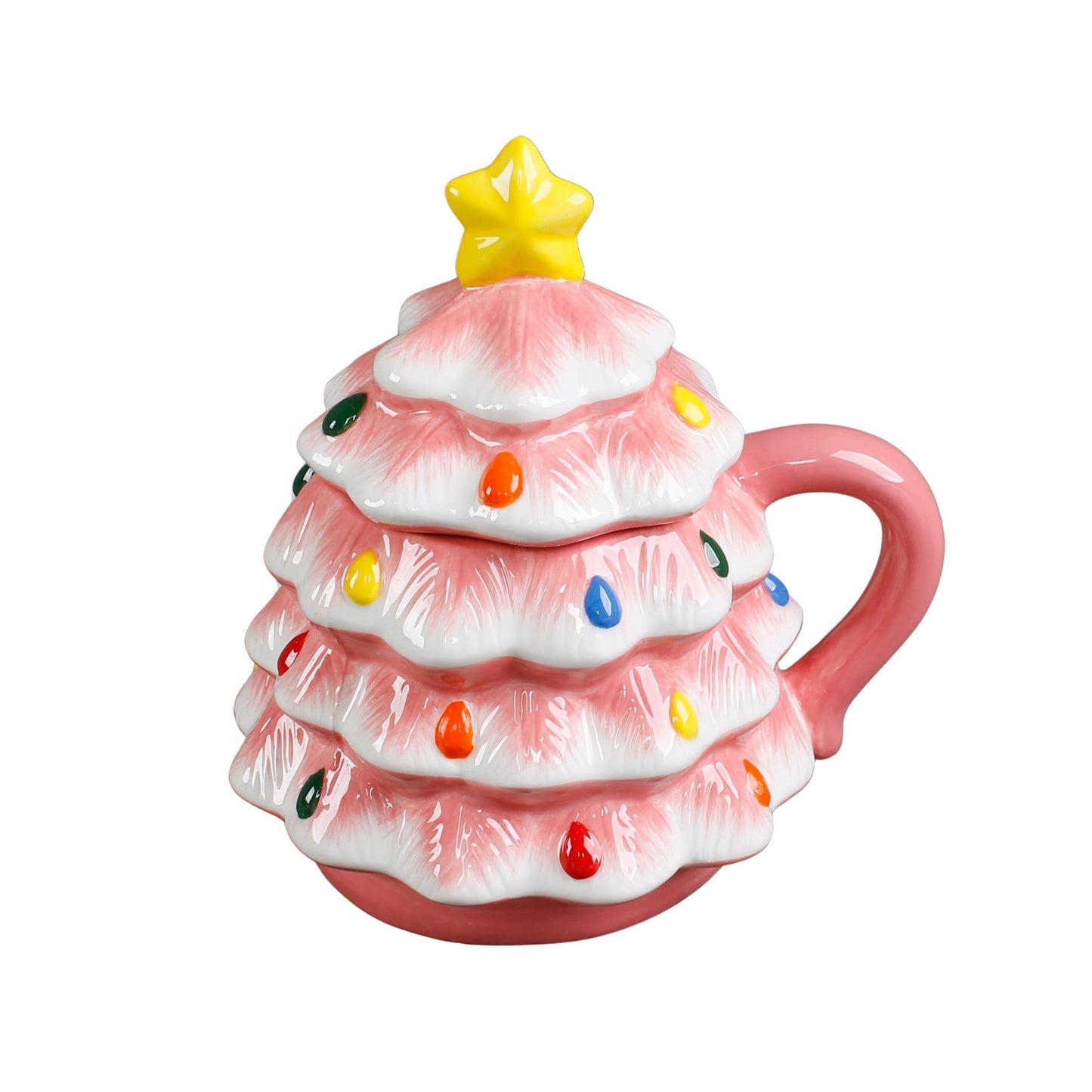 Pink Christmas Tree Mug w/ Lid