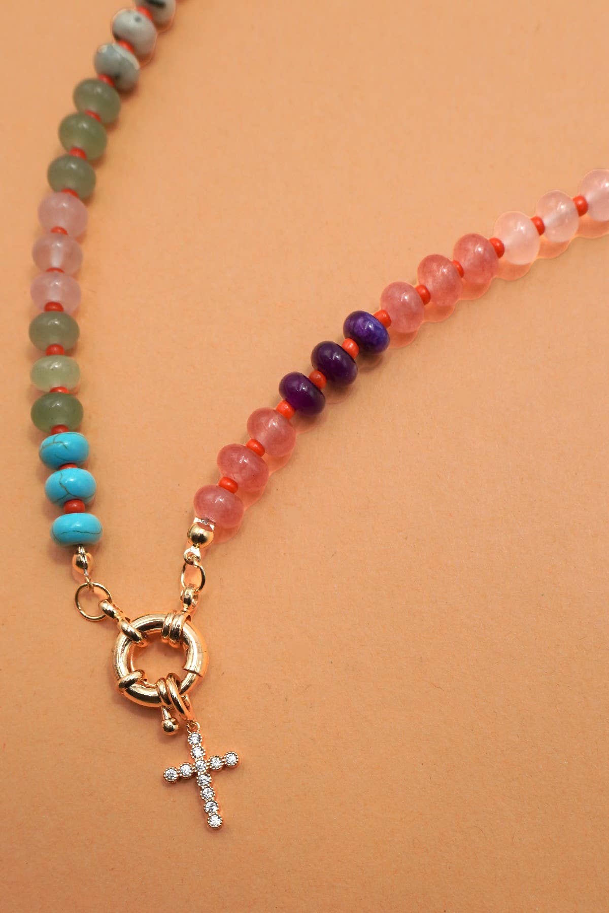 Natural Stone Multi Bead Necklace