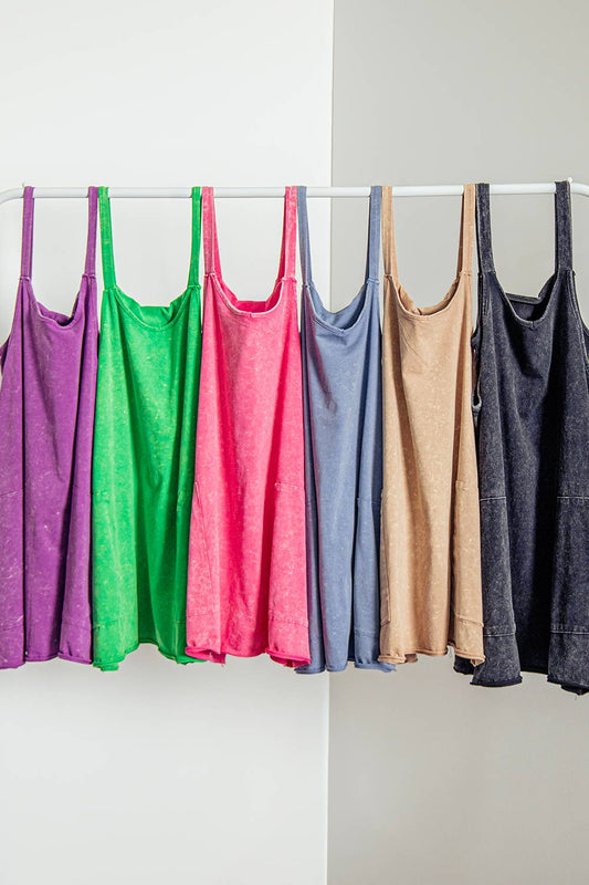 Mineral Washed Dress with Shorts Inside 