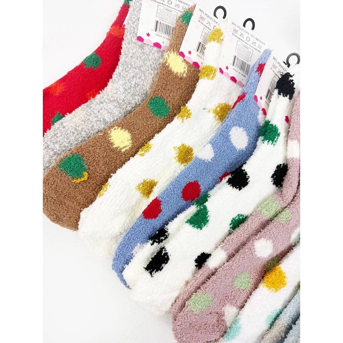 Polka Dot Fuzzy Socks