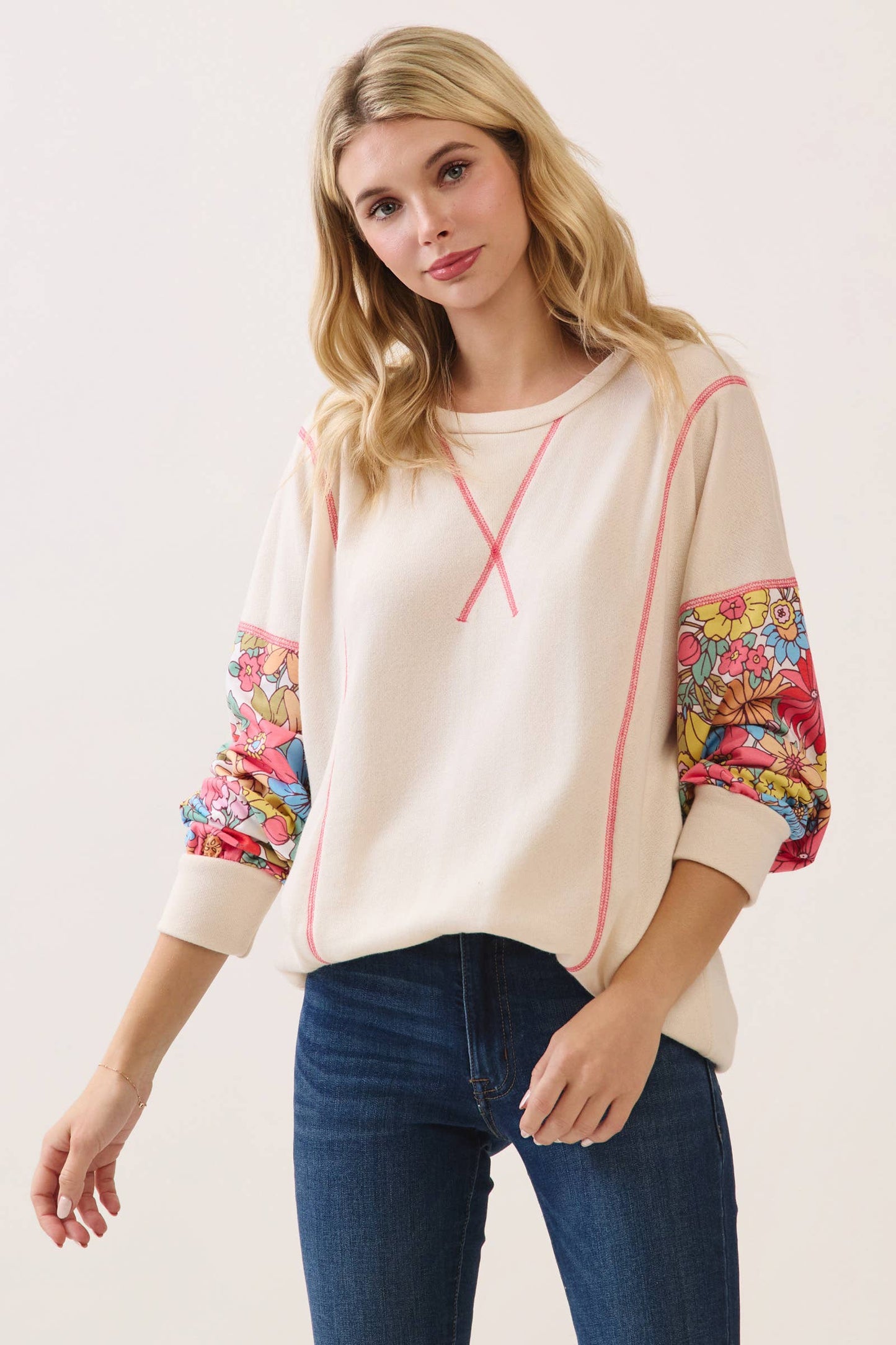 Floral Sleeve Pullover