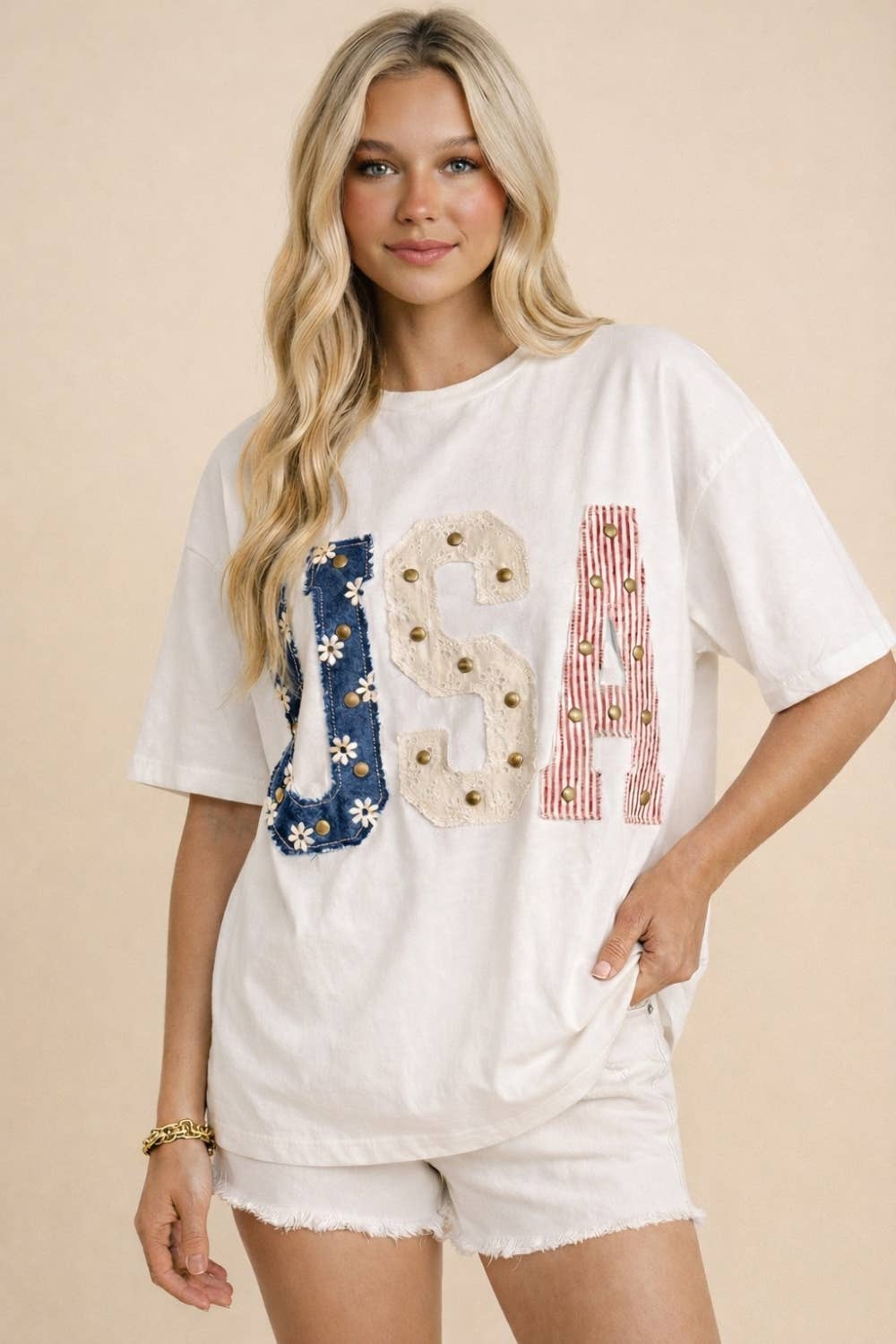USA Patch Studded Tee