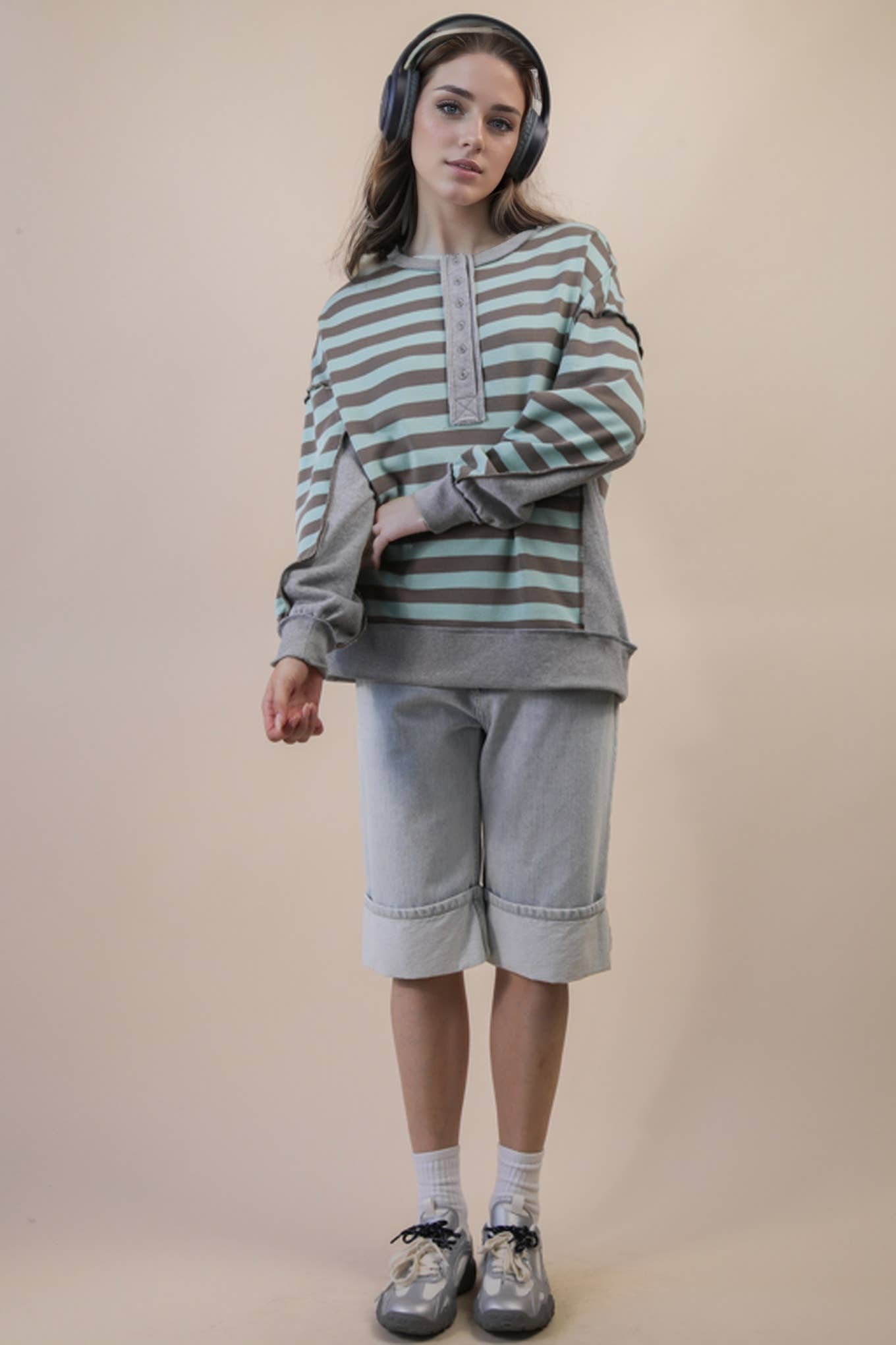 Oversized Striped Rugby Top