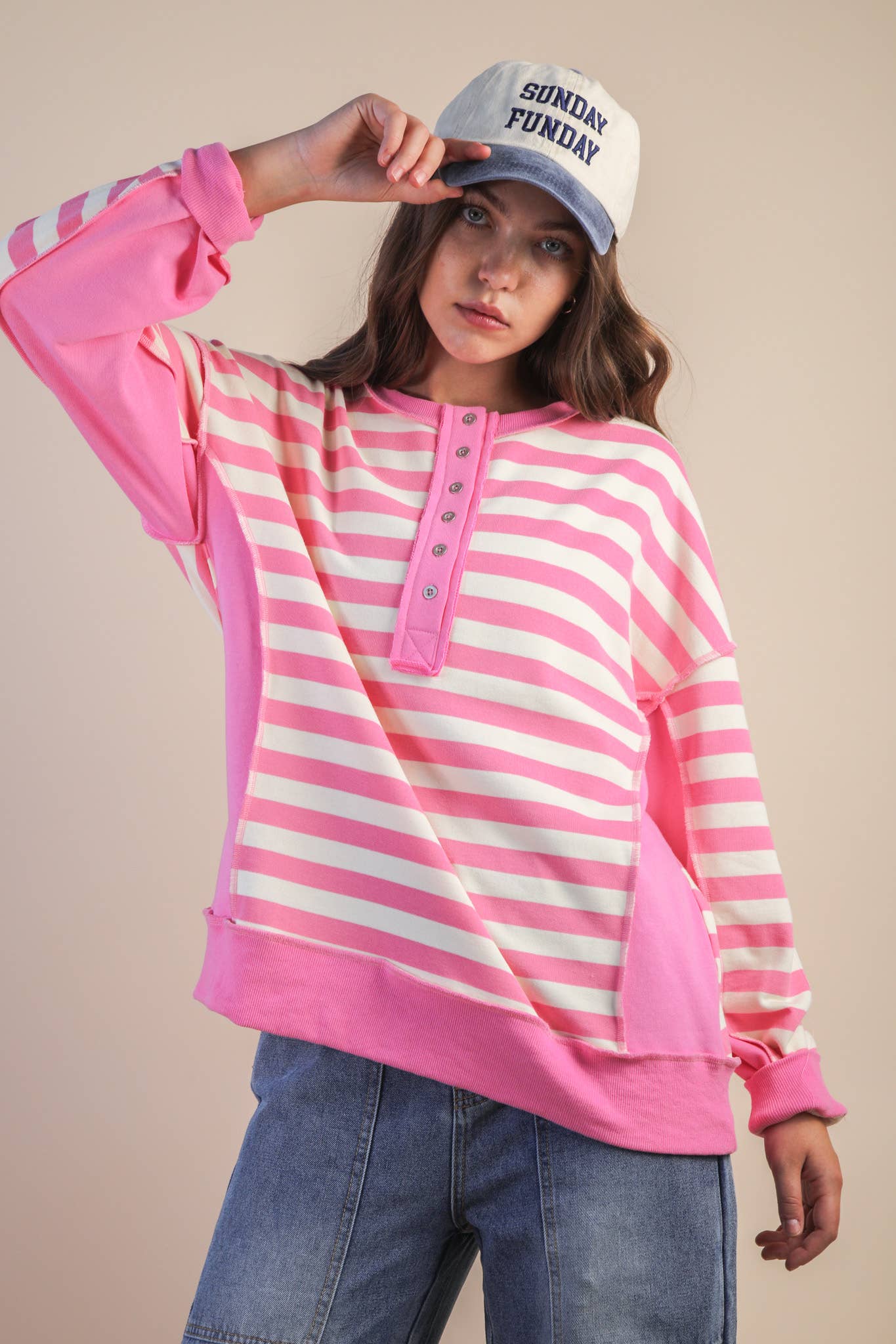 Oversized Striped Rugby Top