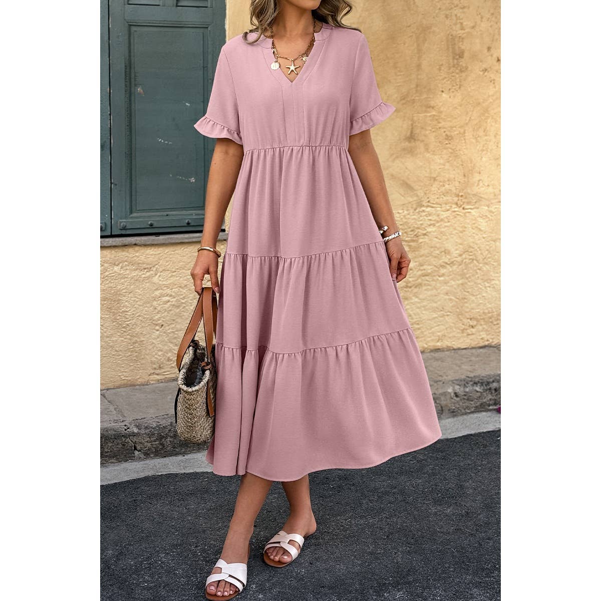 Dusty Rose Midi Dress