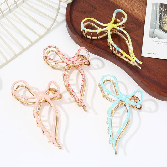 Floral Metal Bow Claw Clip