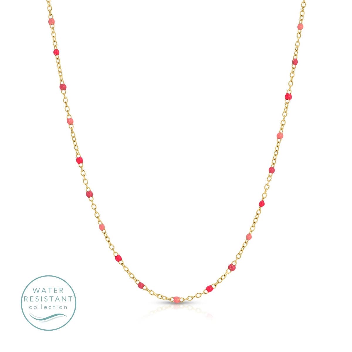 Sweetly Colored Delicate Chain Necklace, Water-Resistant