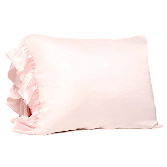 Pink Silky Ruffle King Pillowcase