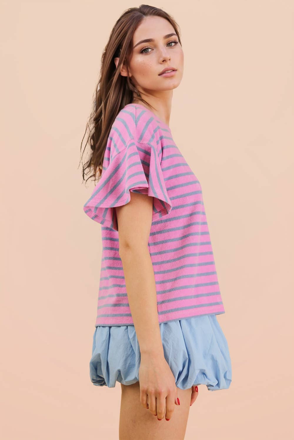 Sophia Ruffle Stripe Knit Top