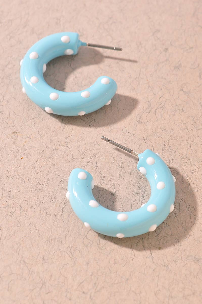 Polka Dot Resin Hoop Earrings