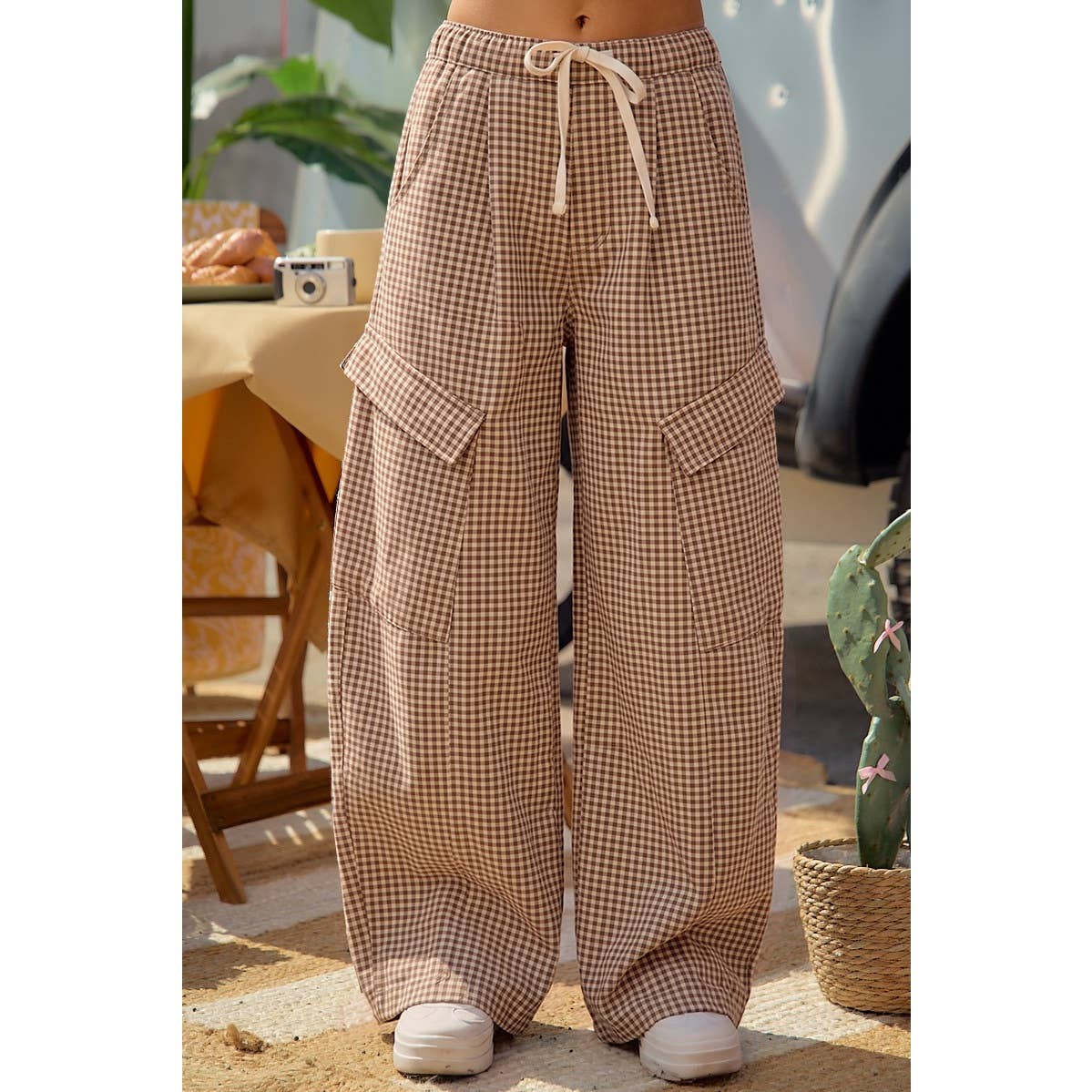 Gingham Barrel Pants