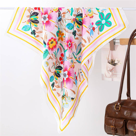 Bright Floral Silk Scarf