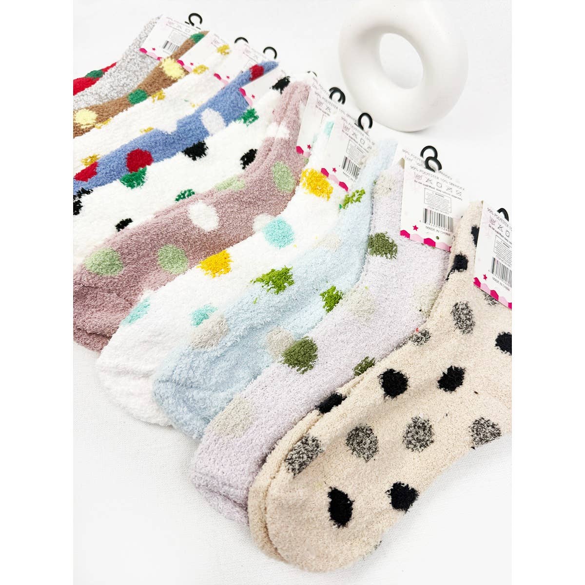 Polka Dot Fuzzy Socks