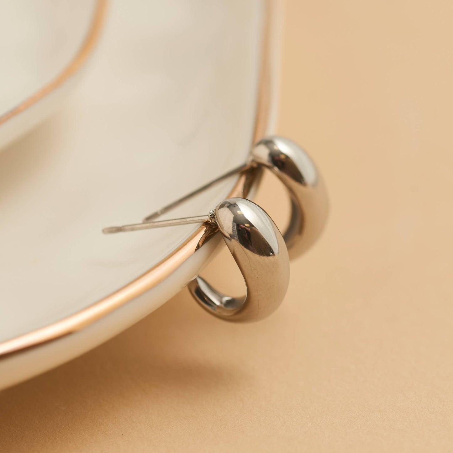 Waterproof Earrings Half Loop Hoop in Gold & Stainless Steel