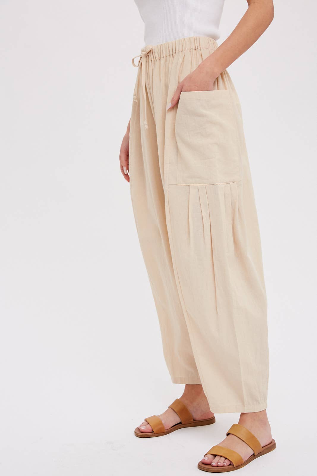 Linen Blend Wide Leg Pants