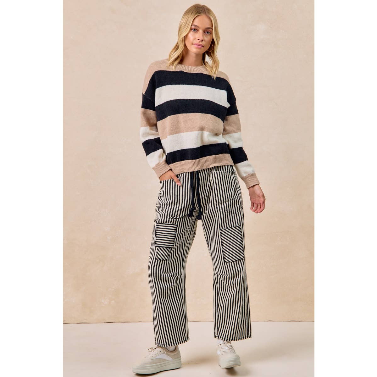 Striped Twill Pants