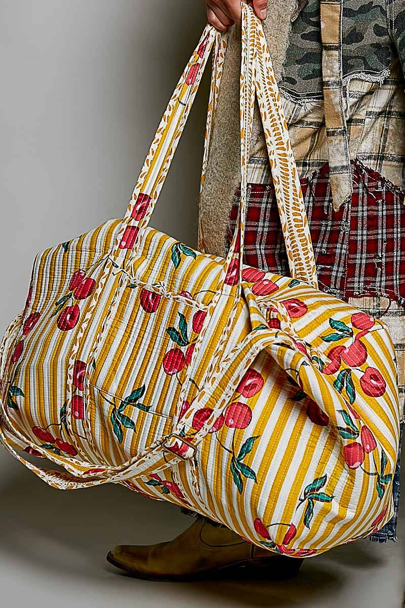 Front Pocket Quilted Adjustable Strap Duffel Bag