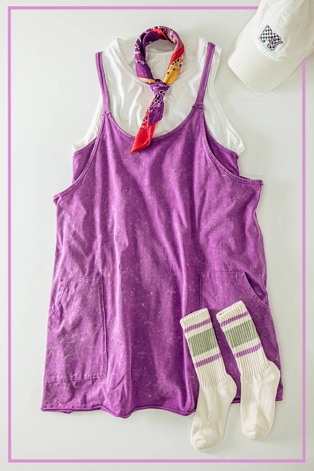 Mineral Washed Dress with Shorts Inside 