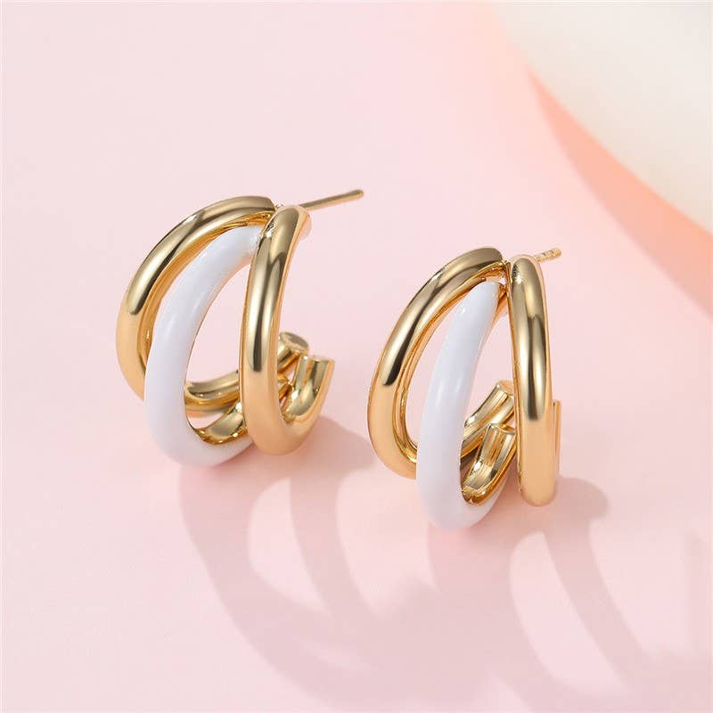 18K Waterproof Pink Hoops