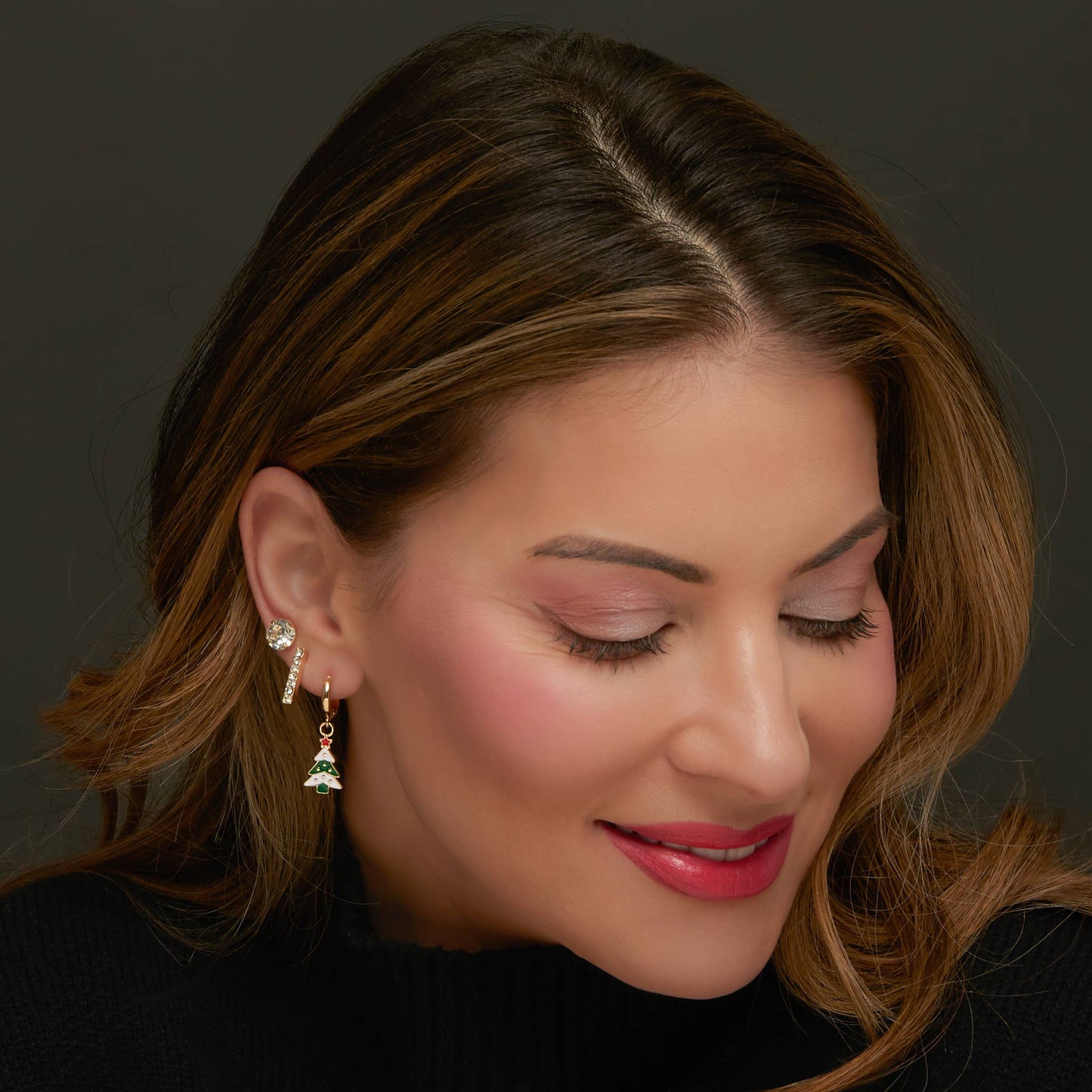 Holiday Gold Christmas Tree Earring Trio