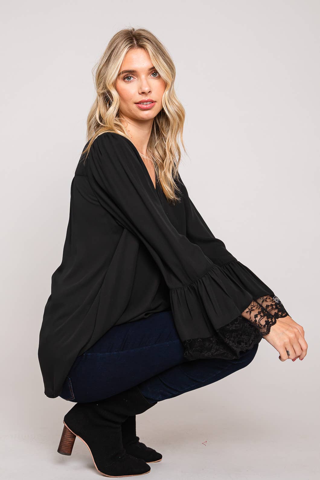 Lace Detail Long Sleeve Top
